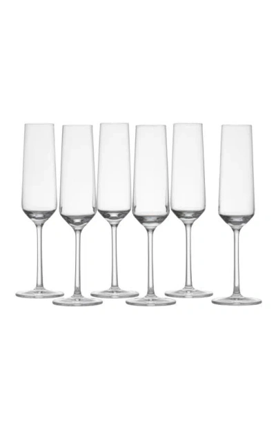 Zwiesel Glass Schott Zwiesel Pure Set Of 6 Champagne Flutes In Clear