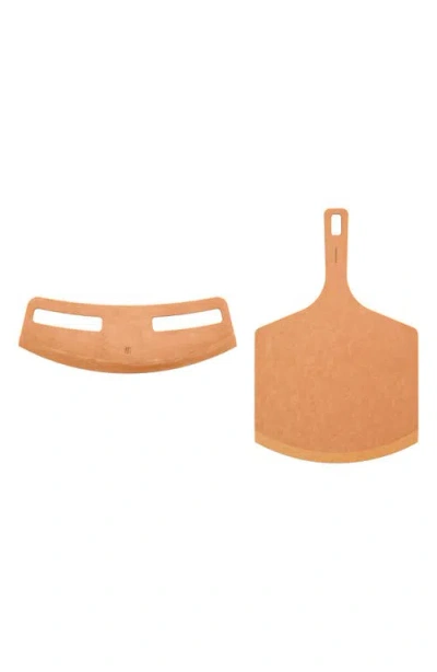 Zwilling Bbq 2-piece Plant-fiber Wood Pizza Peel & Cutter Set In Brown