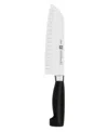 Zwilling Four Star 7" Hollow Edge Santoku Knife In Black