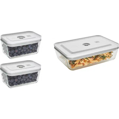 Zwilling Fresh & Save 3-piece Glass Vacuum Container Set In Transparent