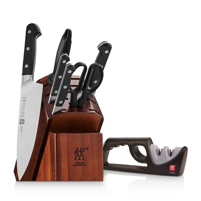 Zwilling J. A. Henckels Pro 7-piece Block Set With Bonus Sharpener In Silver