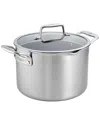 Zwilling J.a. Henckels Clad Cfx 8qt Stainless Steel Ceramic Nonstick Stock Pot In Silver