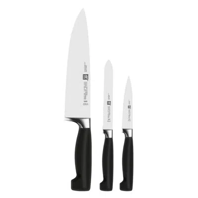 Zwilling J.a. Henckels Four Star 3 Piece Knife Set In Black