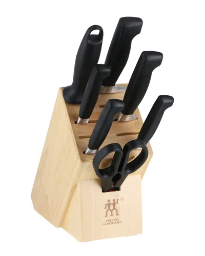 Zwilling J.a. Henckels Four Star Anniversary 8pc Knife Block Set In Black