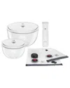 Zwilling J.a. Henckels Fresh & Save 9pc Glass Vacuum Bowl Starter Set In White