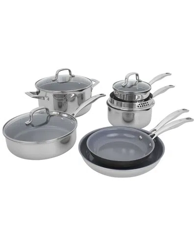 Zwilling J.a. Henckels Henckels Clad H3 10pc Stainless Steel Ceramic Nonstick Cookware Set In Blue