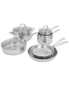 Zwilling J.a. Henckels Henckels Clad H3 10pc Stainless Steel Cookware Set In Silver