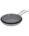 Zwilling J.a. Henckels Henckels Clad H3 2pc Stainless Steel Ceramic Nonstick 10in & 12in Fry Pan Set