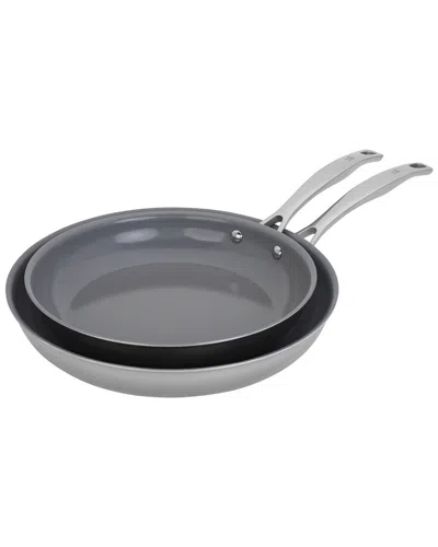 Zwilling J.a. Henckels Henckels Clad H3 2pc Stainless Steel Ceramic Nonstick 10in & 12in Fry Pan Set In Black