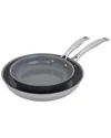 Zwilling J.a. Henckels Henckels Clad H3 2pc Stainless Steel Ceramic Nonstick 8in & 10in Fry Pan Set