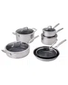 Zwilling J.a. Henckels Paradigm 10pc Stainless Steel Cookware Set In Silver