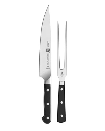 Zwilling J.a. Henckels Pro 2pc Carving Knife & Fork Set In Black