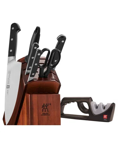 Zwilling J.a. Henckels Pro 7pc Knife Block Set With Bonus Sharpener In Brown