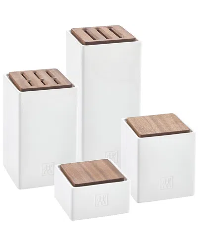 Zwilling J.a. Henckels Set Of 4 Ceramic Storage Boxes In White