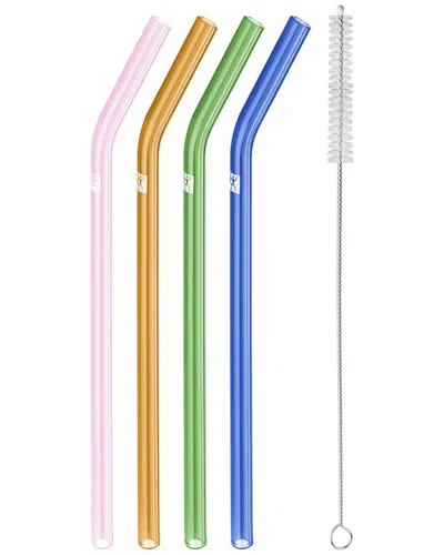 Zwilling J.a. Henckels Sorrento 5pc Bent Glass Straw Set In Multi