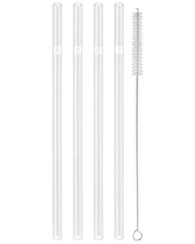 Zwilling J.a. Henckels Sorrento 5pc Straight Glass Straw Set In Transparent
