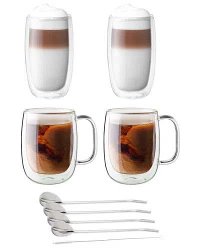 Zwilling J.a. Henckels Sorrento Double-wall Coffee & Beverage 9pc Glassware Set In Transparent