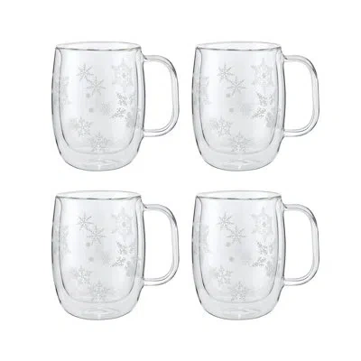 Zwilling J.a. Henckels Sorrento Plus Snowflake Double-walled Mug Set 4 Piece In Clear