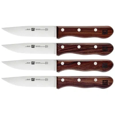 Zwilling J.a. Henckels Zwilling 4-piece Steakhouse Steak Knife Set With Storage Case In Brown