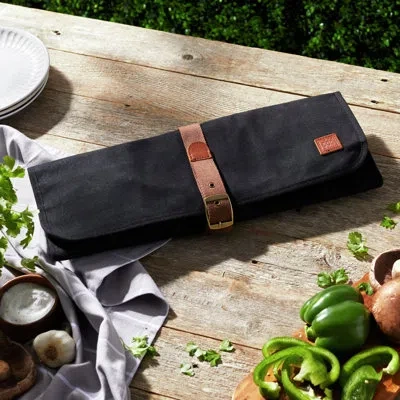 Zwilling J.a. Henckels Zwilling Bbq+ Chef's Tool Storage Wrap With Leather Strap In Black