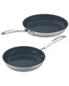 Zwilling J.a. Henckels Zwilling Clad Cfx 2pc Stainless Steel Ceramic Nonstick 8-in & 10-in Fry Pan  Set In Metallic