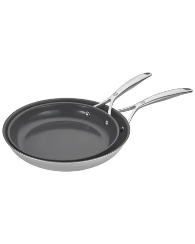 Zwilling J.a. Henckels Zwilling Energy Plus 2pc Stainless Steel Ceramic Nonstick 10in & 12in Fry Pan Set In Gray