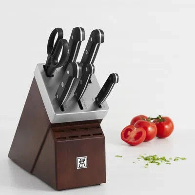Zwilling J.a. Henckels Zwilling Gourmet 7-piece Self-sharpening Knife Block Set In Black
