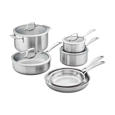 Zwilling J.a. Henckels Zwilling Spirit 3-ply 10-piece Stainless Steel Cookware Set In Silver