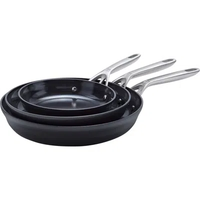 Zwilling Motion Ceramic 3-piece Hard Anodized Fry Pan Set In Black