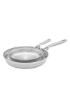 Zwilling Motion Stainless Steel 2-pc Stainless Steel Fry Pan Set In Silver