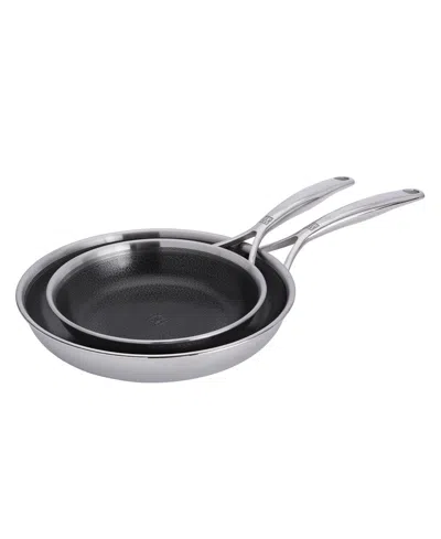 Zwilling Peak Stainless Steel 2-pc. Dual Performance Ceramic Fry Pan Set In Silver
