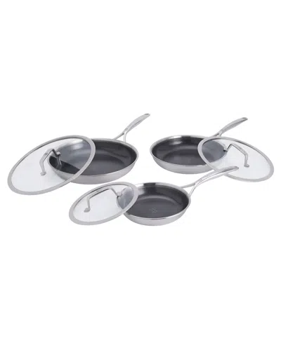 Zwilling Peak Stainless Steel 6-pc. Dual Performance Ceramic Fry Pan Set In Silver