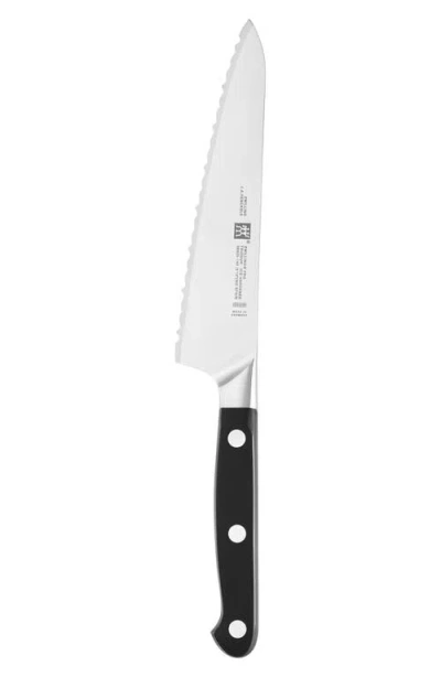Zwilling Pro 5-5-inch Inverted Serrated Edge Prep Knife In Stainless Steel