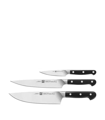 Zwilling Pro Stainless Steel 3-piece Knife Set In Black