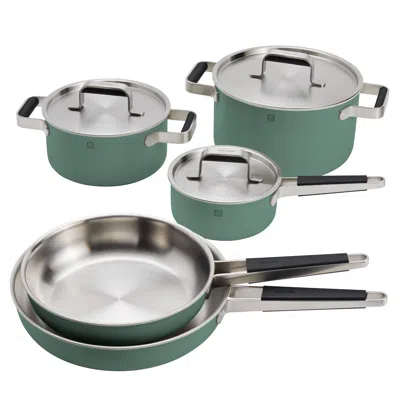 Zwilling Pure 8-pc Stainless Steel Cookware Set In Green