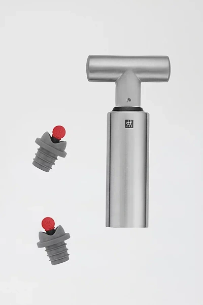 Zwilling Sommelier Bottle Vacuum Pump + Stopper Set In Stainless Steel At Urban Outfitters In Metallic