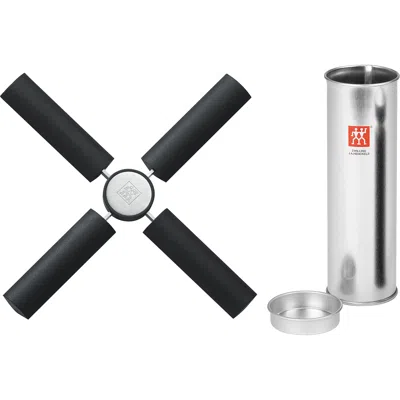 Zwilling Twin Folding Trivet, Silver-black Silicone With Storage Tin