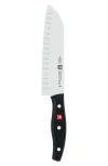 Zwilling Twin Signature 7-inch Hollow Edge Santoku Knife In Black