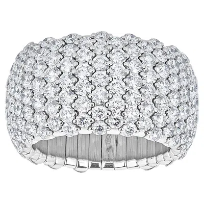 Pre-owned Zydo 18 Karat White Gold 6.32 Carat Total Weight Round Diamond Stretch Ring