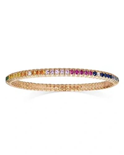 Zydo 18k Rose Gold Rainbow Sapphire & Diamond Stretch Bracelet In Multi/gold