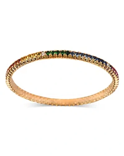 Zydo 18k Rose Gold Stretch Rainbow Sapphire, Tsavorite & Diamond Bracelet In Multi