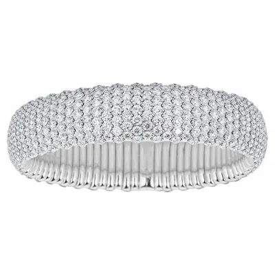 Pre-owned Zydo 18k White Gold 19.57ctw Medium Diamond Domed Stretch Bracelet 57222