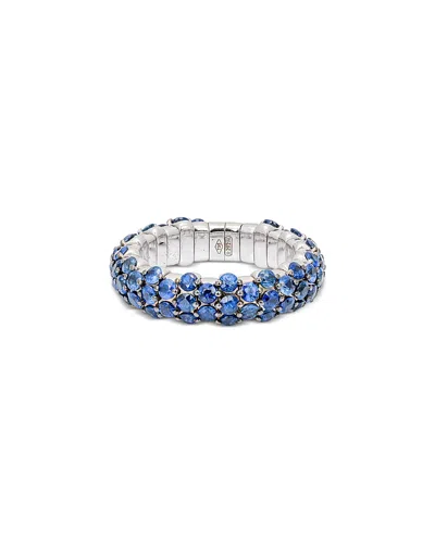 Zydo 18k White Gold Blue Sapphire Slim Domed Stretch Ring In Multi
