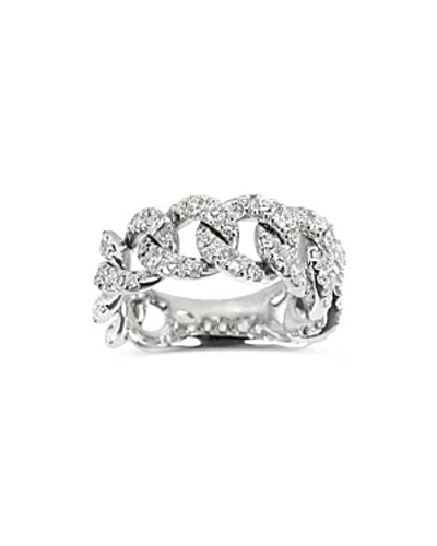 Zydo 18k White Gold Classic Chic Diamond Gourmette Link Ring In Metallic