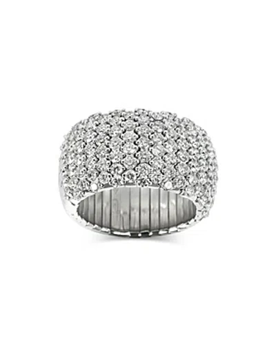 Zydo 18k White Gold Diamond Domed Wide Stretch Ring, 3.14 Ct. T.w. In Metallic