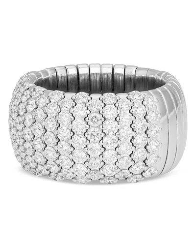 Zydo 18k White Gold Diamond Half Eternity Medium Dome Stretch Ring, 3.15 Tcw In Silver