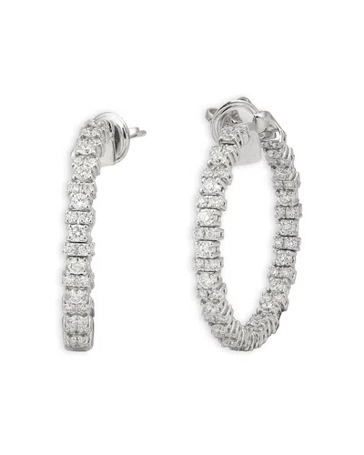 Zydo 18k White Gold Diamond Hoop Earrings, 2.7 Tcw In Gray
