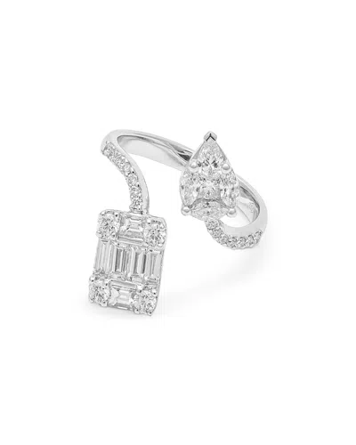Zydo 18k White Gold Diamond Mosaic Bypass Ring, 1.54 Tcw