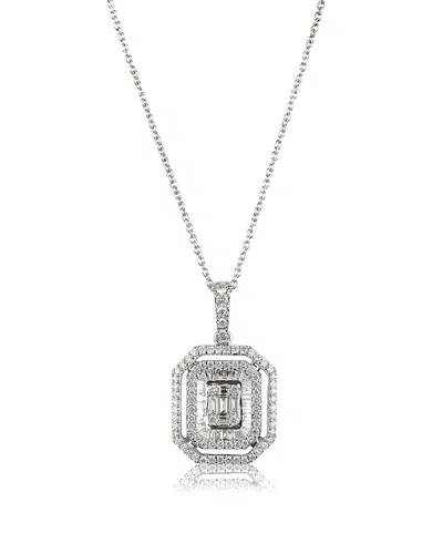 Zydo 18k White Gold Diamond Octagonal Mosaic Pendant Necklace, 1.08 Tcw