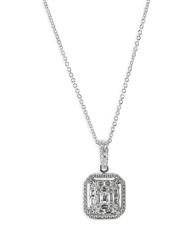 Zydo 18k White Gold Diamond Octagonal Pendant Necklace 16, 1.04 Ct. T. W.